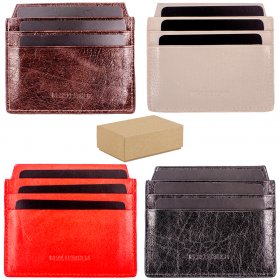 0995 ASSORTED GRAINED C.NAPPA LEATHER RFID CARD CASE BOX OF 12