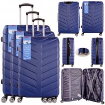 T-HC-25 NAVY SET OF 3 TRAVEL TROLLEY SUITCASE