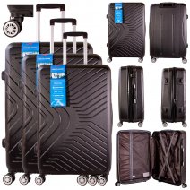 T-HC-15 BLACK SET OF 3 TRAVEL TROLLEY SUITCASE