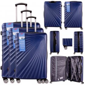 T-HC-13 NAVY SET OF 3 TRAVEL TROLLEY SUITCASE