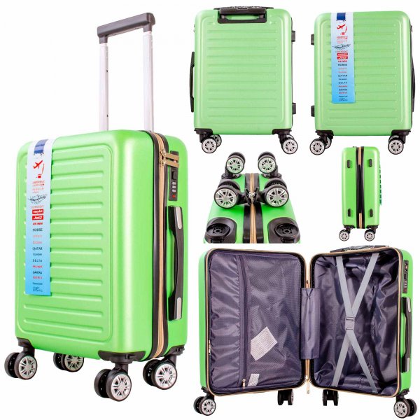 T-HC-US-22 GREEN W/BEIGE ZIP CABIN EASYJET TROLLEY SUITCASE