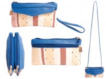 7802 BLUE Purse/Bag with Neck Strap & Front Flap