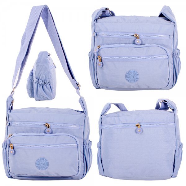 LL-250 LIGHT BLUE 5 ZIP SHOULDER BAG