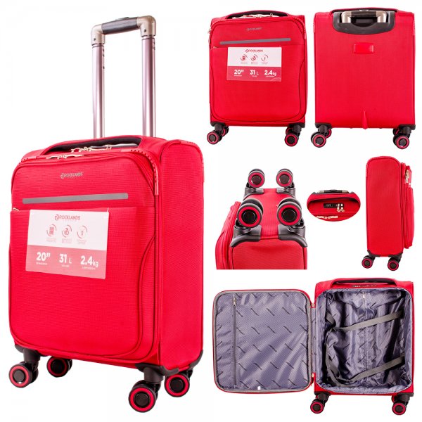 ROCKLANDS RED 20'' TRAVEL TROLLEY SUITCASE