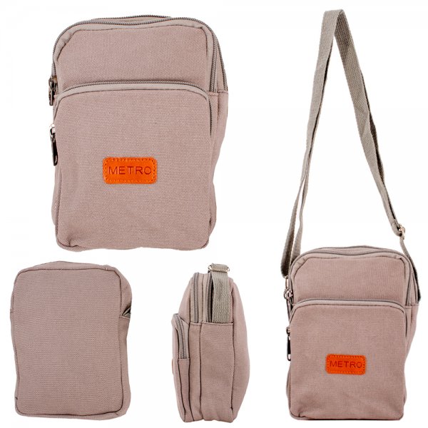 LL-166 GREY X-BODY 3 ZIP SHOULDER BAG