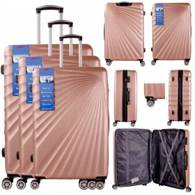 T-HC-13 ROSE GOLD SET OF 3 TRAVEL TROLLEY SUITCASE