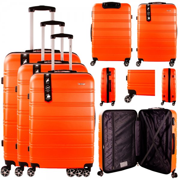 EV-441 ORANGE SET OF 3 TRAVEL TROLLEY SUITCASES