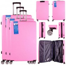 T-HC-11 PINK SET OF 3 TRAVEL TROLLEY SUITCASE