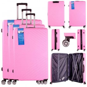 T-HC-11 PINK SET OF 3 TRAVEL TROLLEY SUITCASE