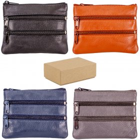 0997 ASSORTED GRAINED C.NAPPA PURSE W/2 FRONT & BACK ZIP BOX 12