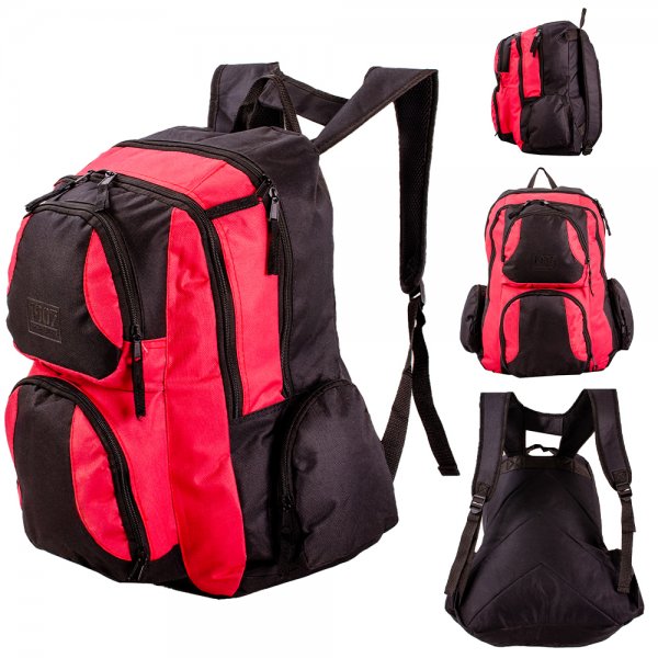 JBBP220 BLACK/RED BACKPACK WITH MULTIPLE POCKETS