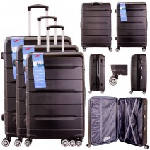 T-HC-24 BLACK SET OF 3 TRAVEL TROLLEY SUITCASE