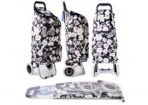 ST-02-FP BLK/WHITE FLOWER 2 WHEEL SHOPPING TROLLEY