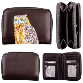 7110 BLACK OWL MEDIUM PU RFID PURSE W/MULTIPLE CARD SLOTS