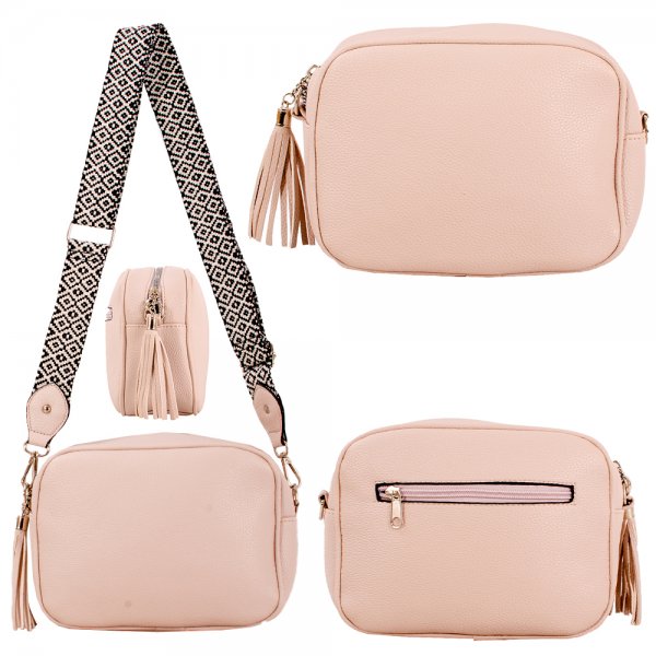 JBFB457 CHAMPAGNE PU DOUBLE ZIP FASHION X-BODY SHOULDER BAG