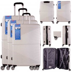 T-HC-12 SILVER SET OF 3 TRAVEL TROLLEY SUITCASE