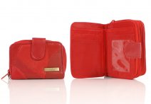 4621 Twin Zip Economy Patch Purse Wallet RED