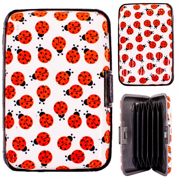 0002 WHITE RED LADY BUG MULTIPLE CARD HOLDER