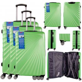T-HC-13 LIME GREEN SET OF 3 TRAVEL TROLLEY SUITCASE