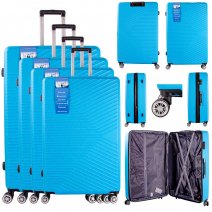 T-HC-11 LIGHT BLUE SET OF 4 TRAVEL TROLLEY SUITCASE