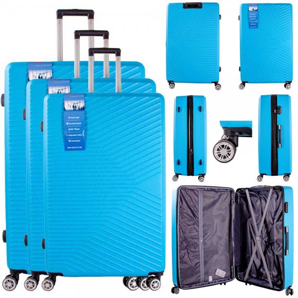 T-HC-11 LIGHT BLUE SET OF 3 TRAVEL TROLLEY SUITCASE