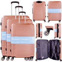 T-HC-26 ROSE GOLD SET OF 3 TRAVEL TROLLEY SUITCASE