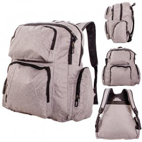 BP-122 GREY BACKPACK WITH MULTIPLE POCKETS