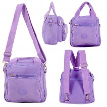 LL-251 PURPLE SHOULDER BAG/BACKPACK W/5 ZIP