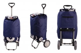6957/S NAVY WITH NAVY FLORAL Shopping Trolley Adjustable Handle