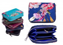 7106 RFID NAVY SMALL METALLIC FLORAL ZIP ROUND PURSE