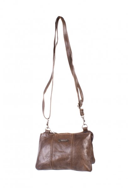 3762 BROWN COW HIDE ZIP BAG - M139