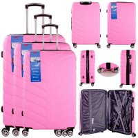 T-HC-25 PINK SET OF 3 TRAVEL TROLLEY SUITCASE