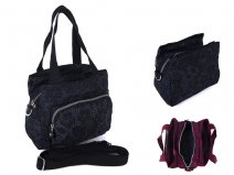 2503B BLK PATTND CRINKLED NYLON H'BAG WITH SHLDER ST