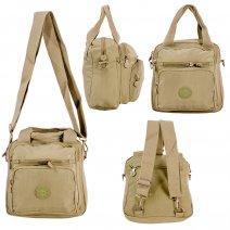 LL-251 KHAKI SHOULDER BAG/BACKPACK W/5 ZIP