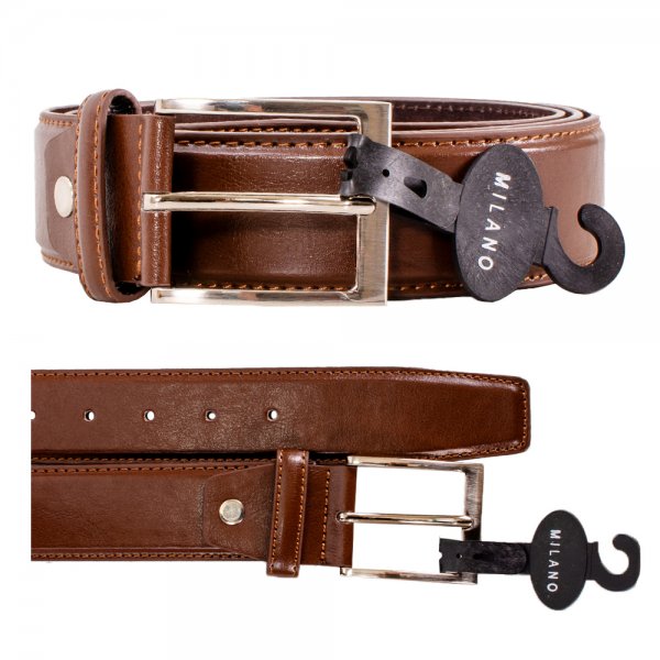 2766 BROWN 1.5'' MEDIUM SHINNY LEATHER GRAIN W/SILVR BUCKLE BELT