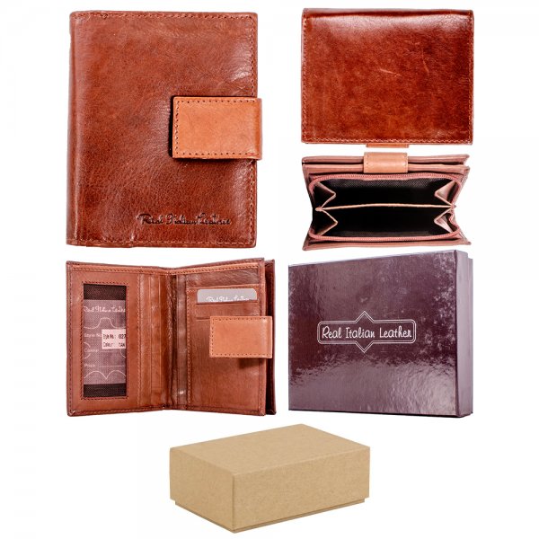 027 TAN RFID ITALIAN LEATHER WALLET BOX OF 12