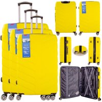 T-HC-25 YELLOW SET OF 3 TRAVEL TROLLEY SUITCASE