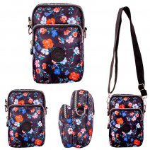 2448 BLACK FLORAL 2 ZIP X-BODY BAG