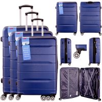 T-HC-24 NAVY SET OF 3 TRAVEL TROLLEY SUITCASE