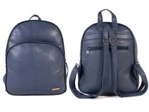 5877 Lthr Grn PU Backpack wt Frnt Zip Rnd Pkt NAVY