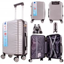 T-HC-US-16 SILVER CABIN-SIZE TRAVEL TROLLEY SUITCASE