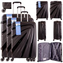 T-HC-PP03 BLACK SET OF 3 TRAVEL TROLLEY SUITCASE