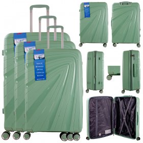 T-HC-PP03 LIME GREEN SET OF 3 TRAVEL TROLLEY SUITCASE