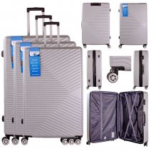 T-HC-11 SILVER SET OF 3 TRAVEL TROLLEY SUITCASE