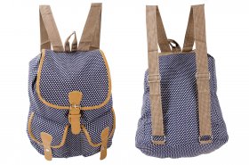 2610 NAVY WHITE STAR CANVAS BACKPACK WITH 2 FRONT POCKETS