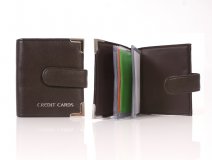 7310 BROWN Grained PU 20 Leaf C.Card Case with Tap