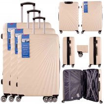 T-HC-13 CREAM SET OF 3 TRAVEL TROLLEY SUITCASE