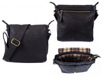 0802 BLACK F.Grn C.Hide Med. Unisx F.Over Bag wt Bck Zip