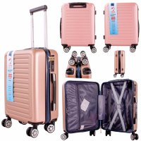 T-HC-US-22 ROSE GOLD W/BLUE ZIP CABIN EASYJET TROLLEY SUITCASE