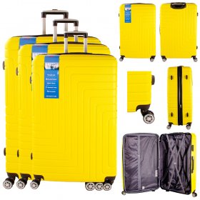 T-HC-10 YELLOW SET OF 3 TRAVEL TROLLEY SUITCASE